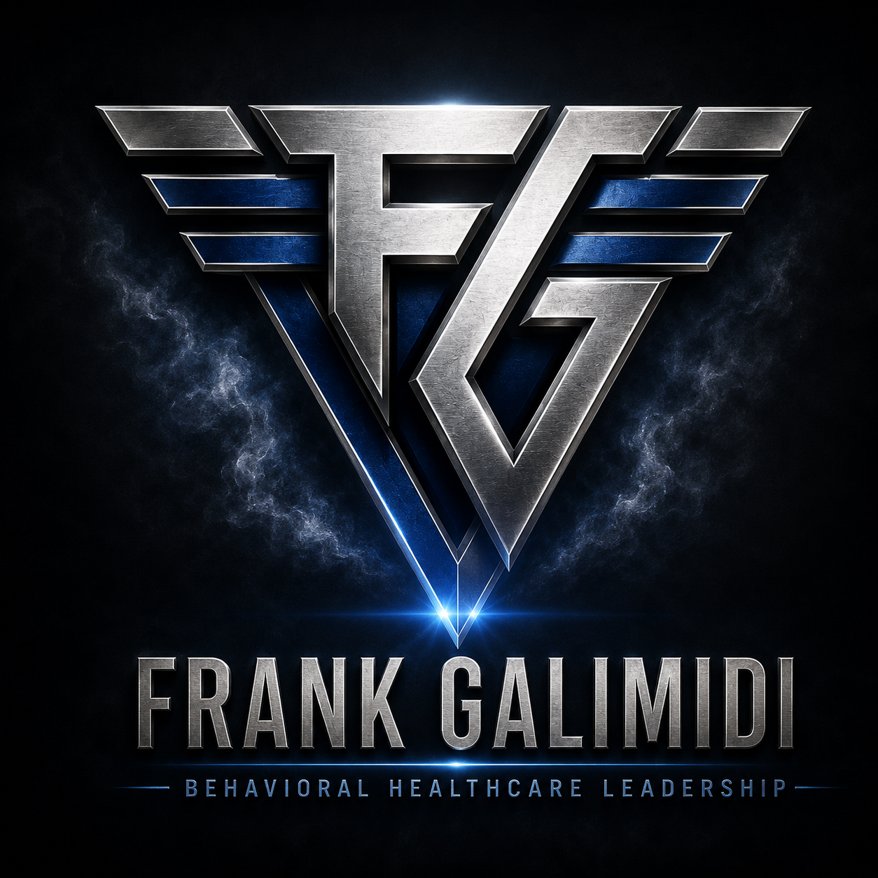 Frank Galimidi Behavioral Healthcare Leadership silver and blue wings logo